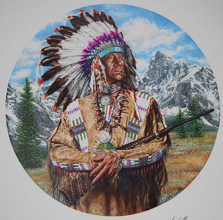 Chris Calle (B. 1961) "Indian, Brave and Free"