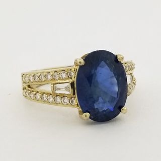 14K Gold 4.33ct Sapphire & Diamond Ring