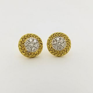 Italian 18K Gold & Diamond Earrings