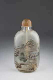 19th C Chinese Interior Painted Glass Snuff Bottle