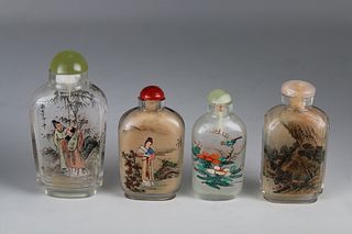 (4) Interior Painted Chinese Snuff Bottles