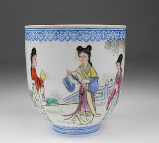 Handpainted Chinese Porcelain Cup, Signed.