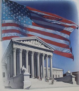 Jim Butcher (B. 1944) Flag over Supreme Court