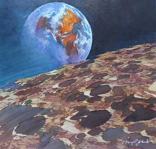 Mark Schuler (B. 1951) View of Earth from Moon