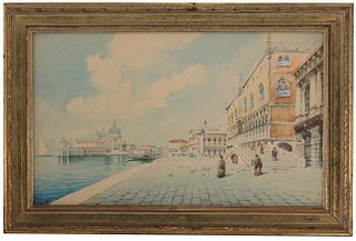 Signed, 19th C. Watercolor of Venice Italy