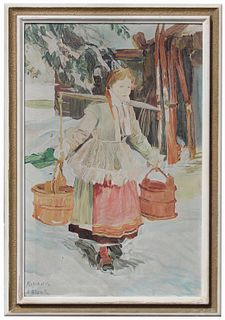 Signed, Russian School Painting of Woman