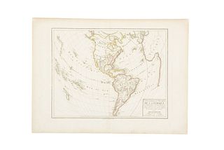 Chanlaire, P. G. - Mentelle, Edme. Carte Générale et Politique de l'Amérique. Paris, 1798. Mapa grabado con límites coloreados.