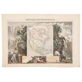 Levasseur, Victor. Amérique Septentrionale. Paris: A. Combelle, ca. 1845. Mapa grabado coloreado, 28.5 x 43.5 cm.