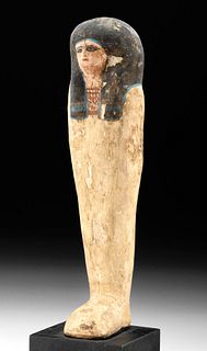Egyptian Polychrome  Plastered Wood Sarcophagus Figure