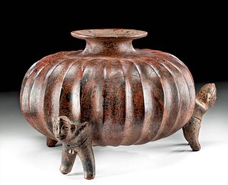 Colima Pottery Tripod Gourd Vessel - Shaman Carriers