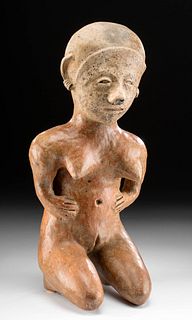 Very Large Chinesco Pottery Kneeling Female Figure