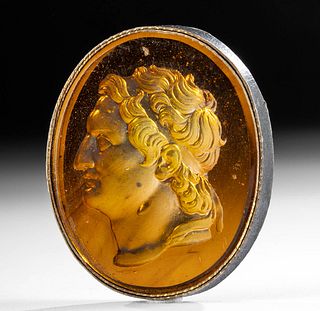 18th C. Neoclassical Glass Intaglio Alexander the Great