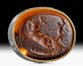 18th C. Neoclassical Glass Intaglio -Cupid & Charioteer