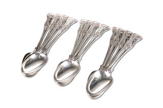 ELEVEN VICTORIAN SILVER TABLE SPOONS, by Chawner & Co London 1859 and 1869;