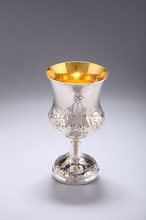 A VICTORIAN SILVER GOBLET,?by?Henry Holland, London 1871, the bell-shaped b