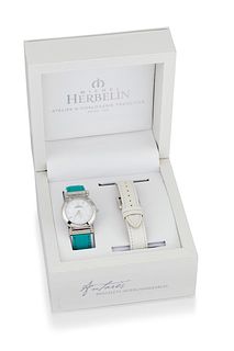 A LADY'S MICHEL HERBELIN STRAP WATCH. A new and unworn Antares Quartz watch