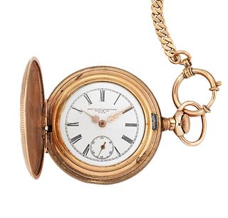 A GOLD FILLED DRESS POCKET WATCH, circular white dial with black roman indi