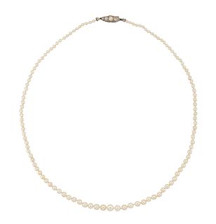 A NATURAL SALTWATER PEARL NECKLACE, the graduated natural saltwater pearls,