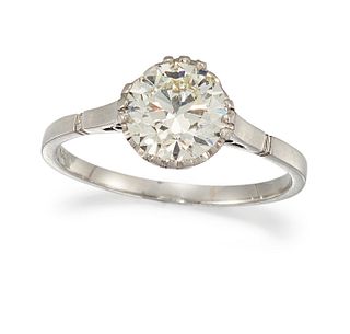 A PLATINUM DIAMOND SOLITAIRE RING, the round old cut diamond ring, estimate
