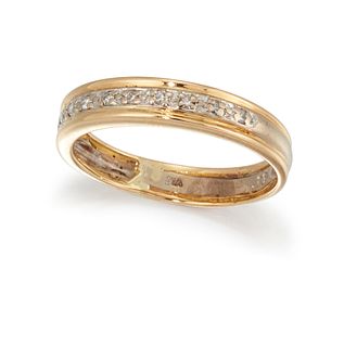 A DIAMOND HALF ETERNITY RING, set with a narrow channel of small round bril