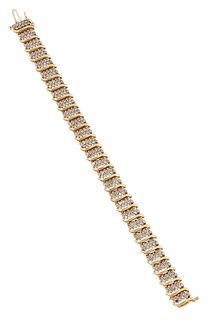 A DIAMOND BRACELET,?set with links comprised of two rows of small round bri