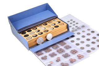 A COLLECTION OF COINS, comprising a large box containing a variety of coins