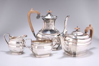 AN ELIZABETH II FOUR PIECE SILVER TEA AND COFFEE SERVICE, by Harrison Fishe