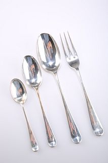 A SILVER TABLE SERVICE OF HANOVERIAN RAT TAIL PATTERN FLATWARE, by Elkingto