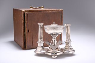 MASONIC INTEREST: A RARE VICTORIAN SILVER TABLE LIGHTER AND CHAMBERSTICK CO