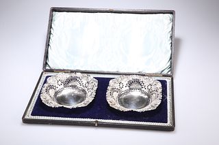 A PAIR OF VICTORIAN SILVER PIERCED DISHES,?by Richard Martin & Ebenezer Hal