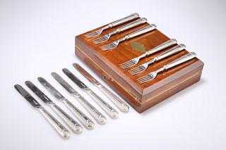 A SET OF SIX EARLY VICTORIAN SILVER DESSERT KNIVES, by Aaron Hadfield, Shef