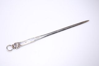 A GEORGIAN SILVER MEAT SKEWER, London, possibly John Kidder, of typical for