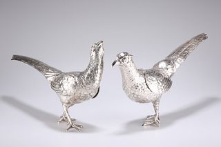 A PAIR OF FRENCH SILVER PHEASANTS, mid 19th century, realistically modelled