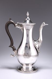 A GEORGE III SILVER COFFEE POT, by Hester Bateman, London 1778, the domed h