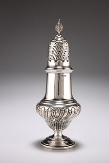 A LARGE EDWARDIAN SILVER SUGAR CASTER,?by?Henry Wigfull, Sheffield 1908, of