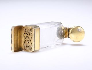 A VICTORIAN SILVER-GILT AND GLASS SCENT BOTTLE AND VINAIGRETTE,?by Sampson 