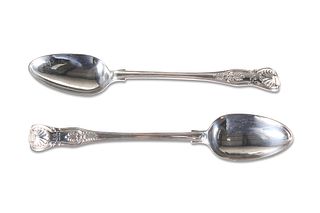 A PAIR OF WILLIAM IV SILVER BASTING SPOONS, by Mary Chawner London 1835, ki