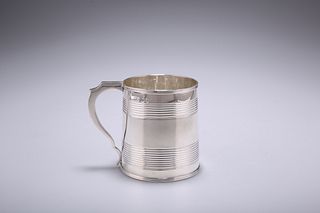 A GEORGE IV SILVER MUG,?by Thomas Wilkes Barker,?London 1824, tapering cyli