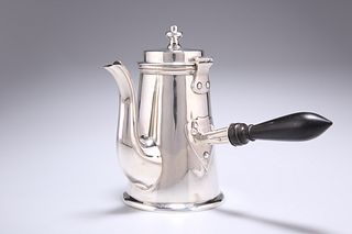 A GEORGE V SILVER CHOCOLATE POT IN ARTS AND CRAFTS STYLE,?by?George Howson,
