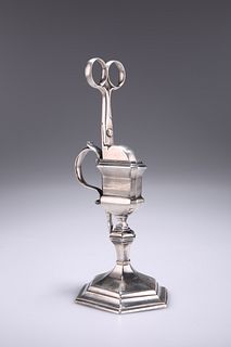 A RARE GEORGE I CAST SILVER SNUFFERS STAND, maker's mark CO, London 1718, w