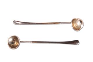 A PAIR OF GEORGE III SILVER TODDY LADLES,?by Edward Mayfield, London 1799, 
