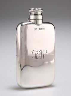 A VICTORIAN SILVER SPIRIT FLASK, by?William Summers, London 1882, with hing
