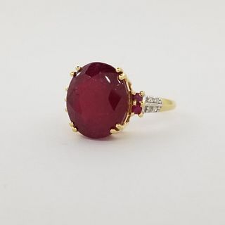 14K Gold & Synthetic Ruby Ring