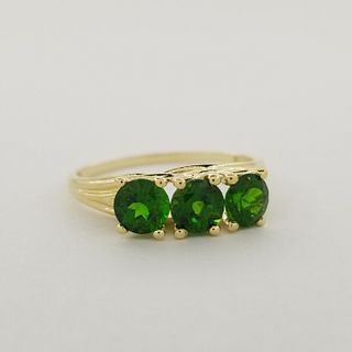 10K Gold & 3-Stone Emerald Ring