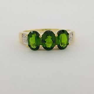 10K Gold & 3-Stone Emerald Ring