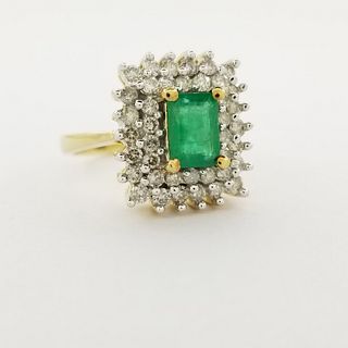 10K Gold Emerald & Diamond Ring