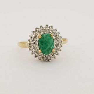 10K Gold Emerald & Diamond Ring