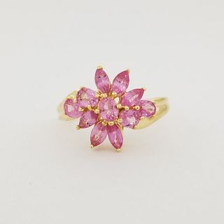 14K Gold & Pink Semi-Precious Stone Star Ring
