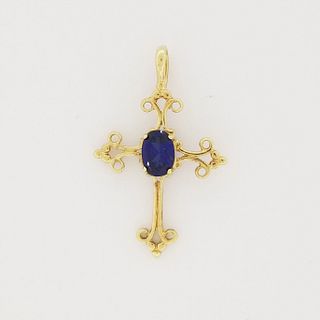 10K Gold & Sapphire Cross Pendant