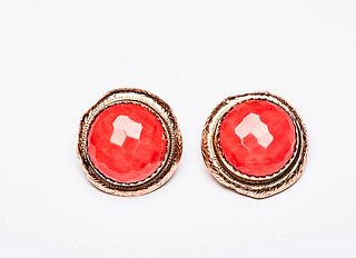 FACETED CORAL EARRINGS